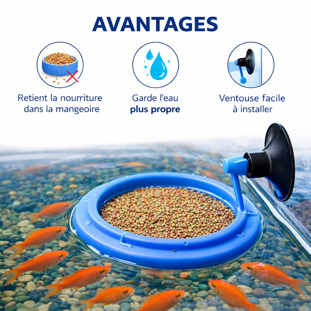 Mangeoire Flottante pour Poisson d'Aquarium avec Ventouse