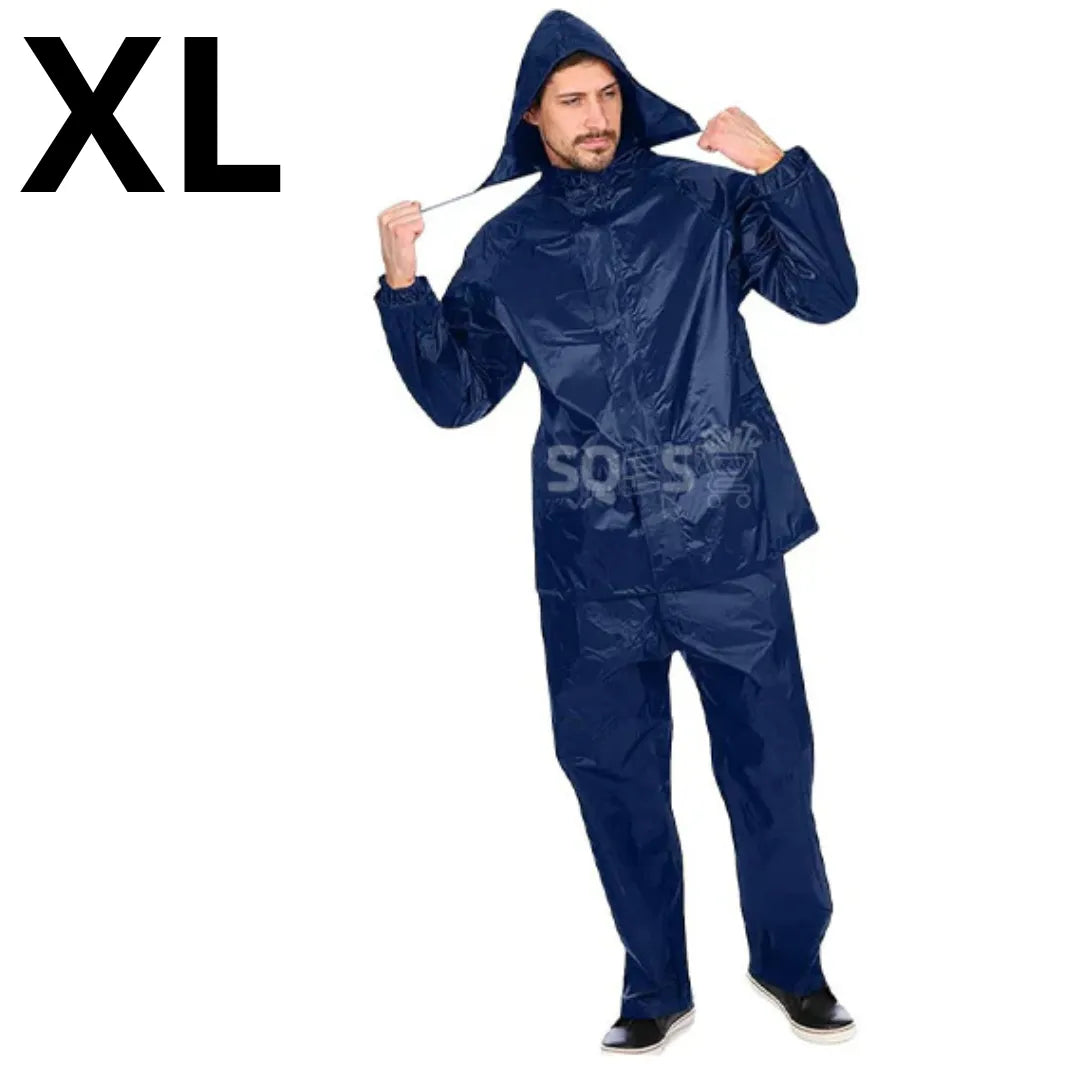 Ensemble imperméable de pluie Veste + Pantalon, Bleu Marine, XL - SQES