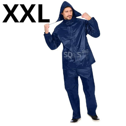 Ensemble imperméable de pluie Veste + Pantalon, Bleu Marine, XXL - SQES