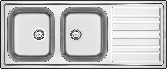 Evier Inox 120x50 cm - 2 Cuves + Égouttoir Encastrable | Banka Sinks - SQES