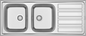 Evier Inox 120x50 cm - 2 Cuves + Égouttoir Encastrable | Banka Sinks - SQES
