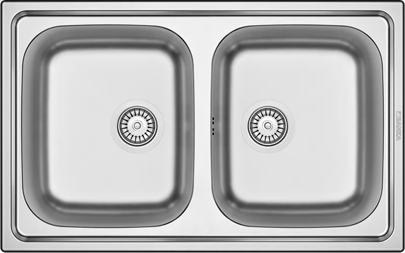 Évier Inox 84x48 cm - 2 Cuves Carrées Encastrables | Banka Sinks - SQES