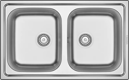 Évier Inox 84x48 cm - 2 Cuves Carrées Encastrables | Banka Sinks - SQES