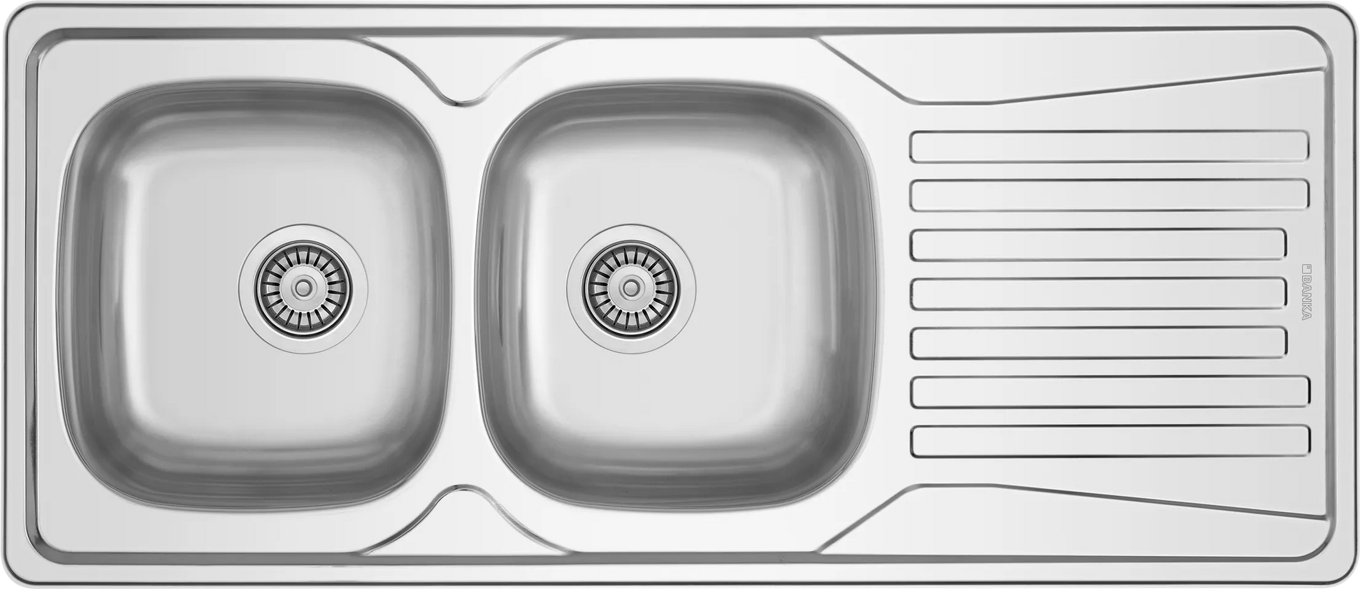 Évier Inox 116x50 cm - 2 Cuves + Égouttoir Encastrable | Banka Sinks - SQES