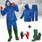 Ensemble imperméable de pluie Veste + Pantalon + Bottes de pluie + Gant - Taille XXL