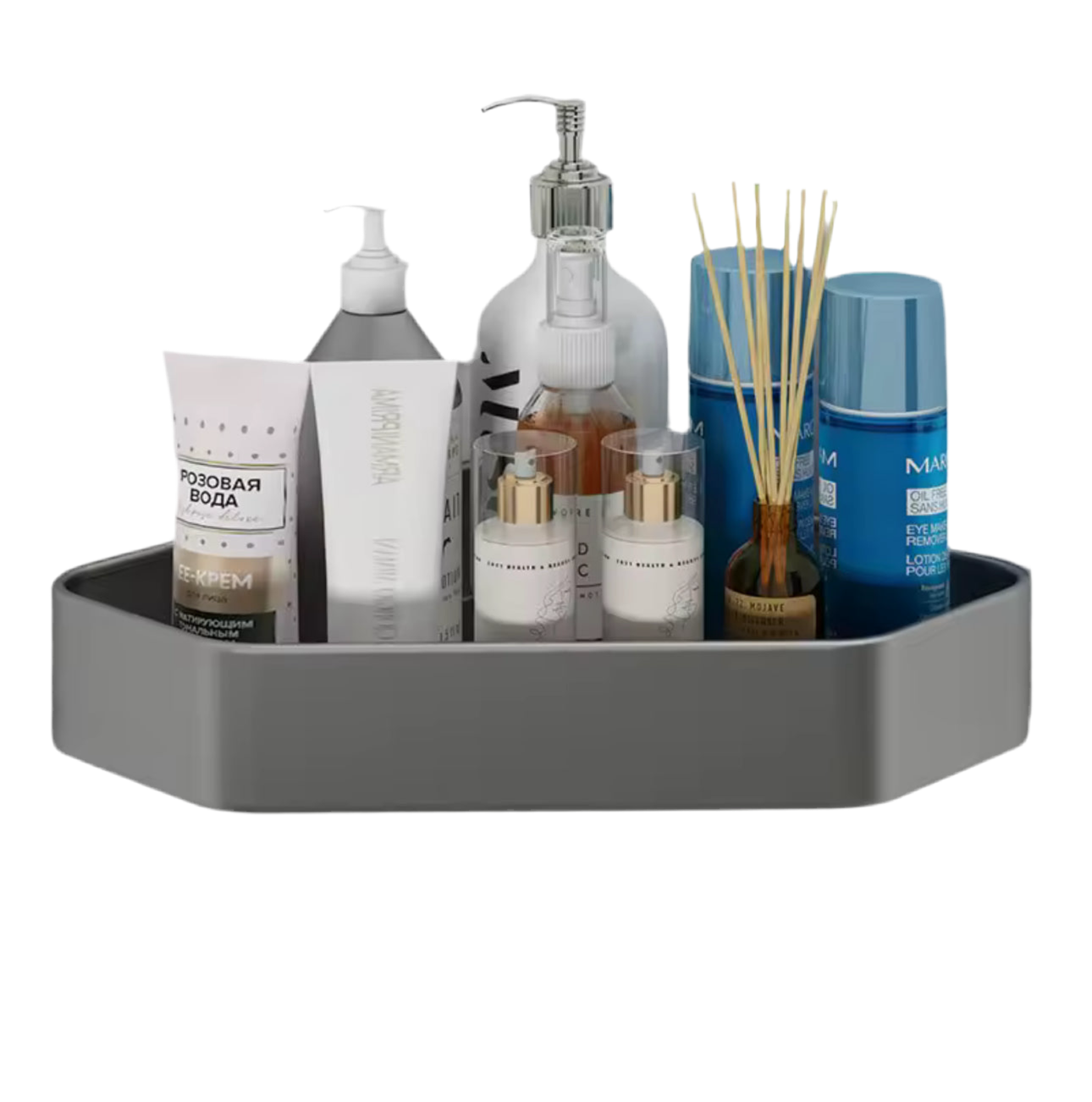 Double Étagère à angle en aluminium gris pour douche