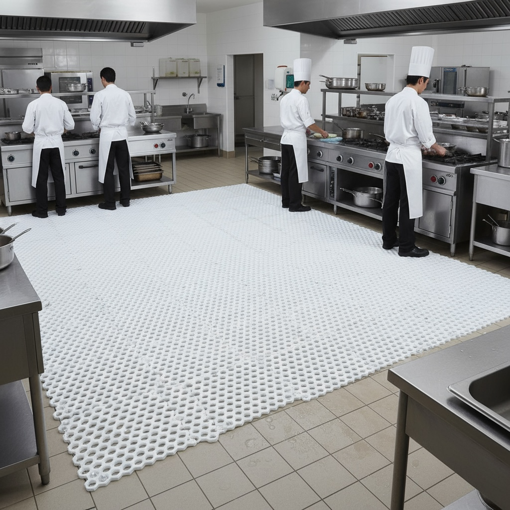 Caillebotis Rigide antidérapant Blanc - Carreaux de Drainage en PVC 30x30cm 10pcs