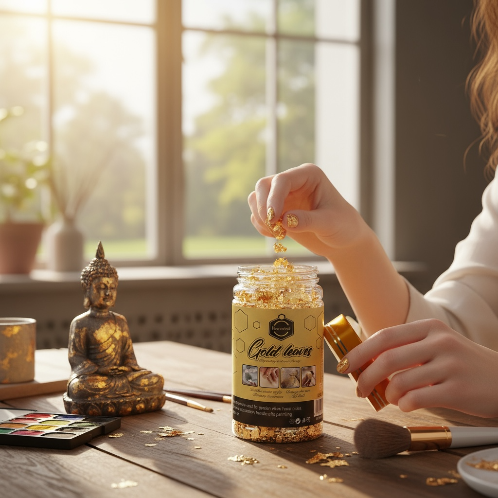 Flocons de Feuilles d'Or pour Artisanat, Peinture et Décoration Ongles