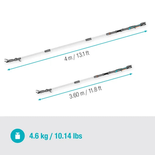 Sécateur télescopique GARDENA HighCut 360/18V P4A - Portée 5m - Kit prêt à l'emploi avec batterie