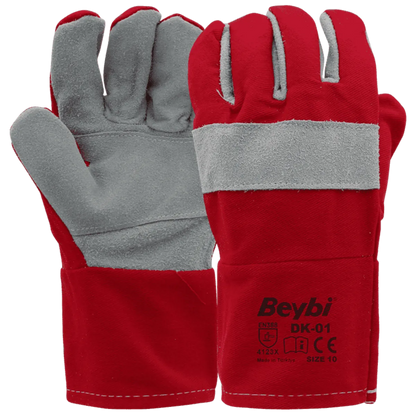 Gants de travail en tissue de coton renforcée de cuir - SQES