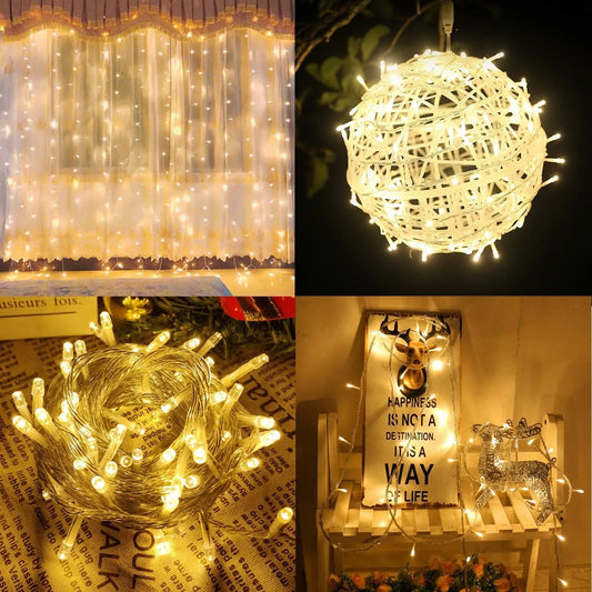 Guirlande lumineuse décoratif - Kit 100 LED - jaune - 10M - SQES