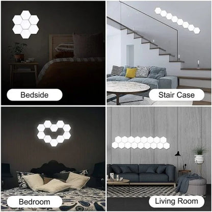Lot de 6 Lampes LED Hexagonales Murales Modulables avec Télécommande - Éclairage Décoratif Sans Fil