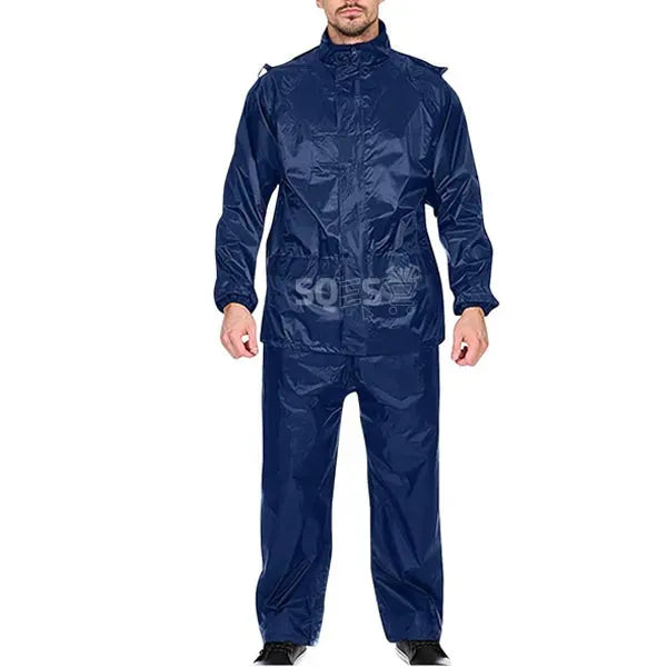 Ensemble imperméable de pluie Veste + Pantalon, Bleu Marine, XXL - SQES