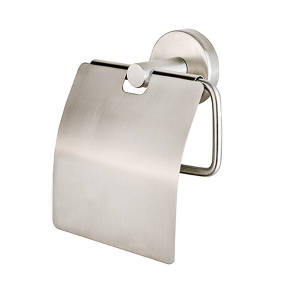 Porte Papier avec Couvercle Inox - Support Mural Salle de Bain Brossé