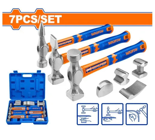 Ensemble Marteau Carrossier 7 Pièces - Outil Essentiel pour Réparation de Carrosserie - SQES
