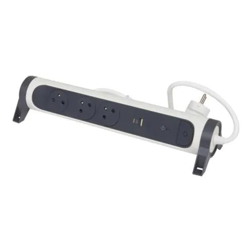 Rallonge multiprise - bloc rotatif - 3 prises interrupteur , parafoudre , USB Type-A + Type-C - SQES