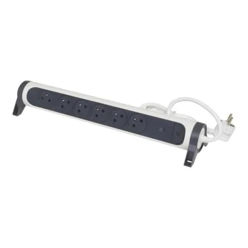 Rallonge multiprise avec bloc rotatif de 6 prises 2P+T Surface , interrupteur , parafoudre et cordon longueur 1,5m - SQES