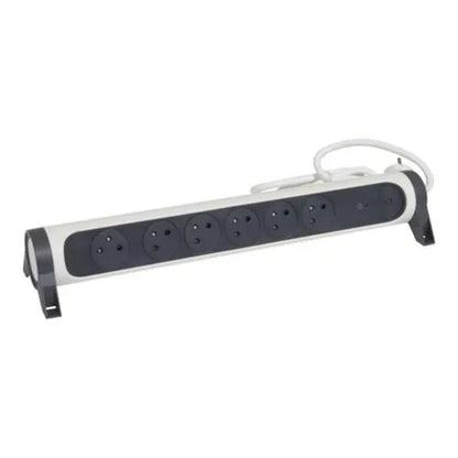 Rallonge multiprise avec bloc rotatif de 6 prises 2P+T Surface , interrupteur , parafoudre et cordon longueur 1,5m - SQES