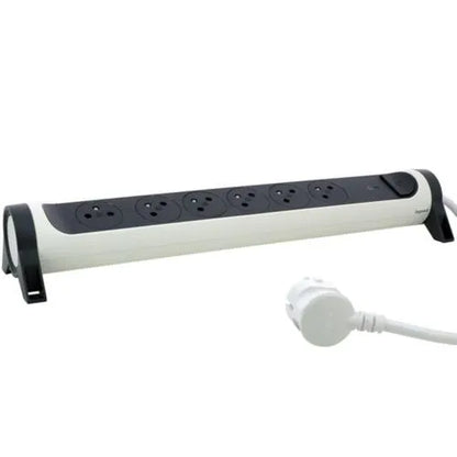Rallonge multiprise avec bloc rotatif de 6 prises 2P+T Surface , interrupteur , parafoudre et cordon longueur 1,5m - SQES