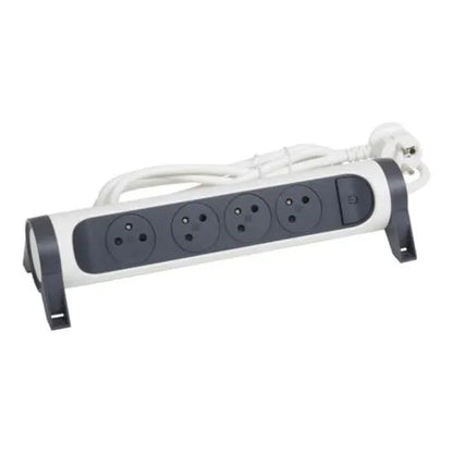 Rallonge multiprise avec bloc rotatif de 4 prises 2P+T Surface , interrupteur et cordon longueur 1,5m - SQES