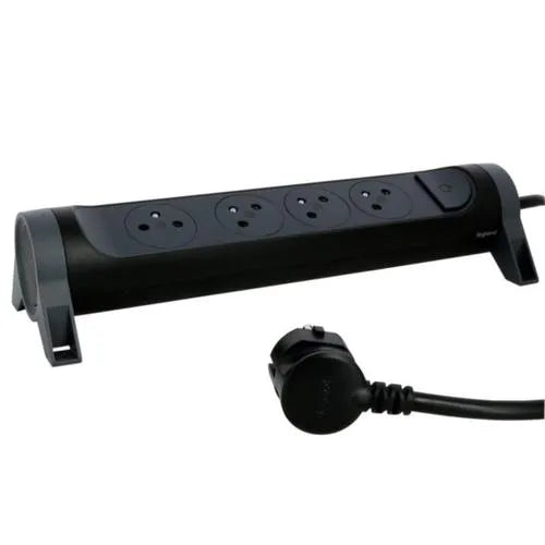 Rallonge multiprise avec bloc rotatif de 4 prises 2P+T Surface , interrupteur et cordon longueur 1,5m - SQES