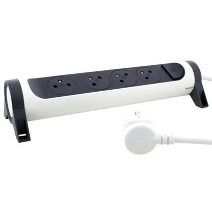 Rallonge multiprise avec bloc rotatif de 4 prises 2P+T Surface , interrupteur et cordon longueur 3m - SQES