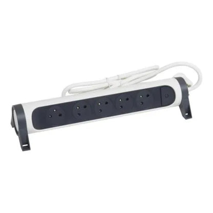 Rallonge multiprise avec bloc rotatif de 5 prises 2P+T Surface , interrupteur et cordon longueur 3m - SQES