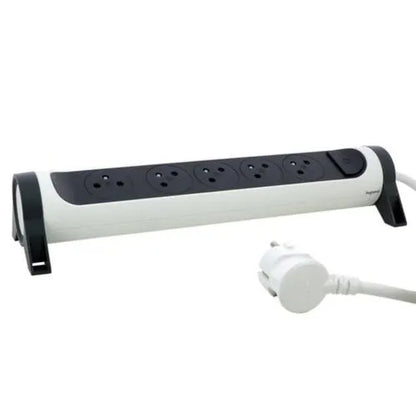 Rallonge multiprise avec bloc rotatif de 5 prises 2P+T Surface , interrupteur et cordon longueur 3m - SQES