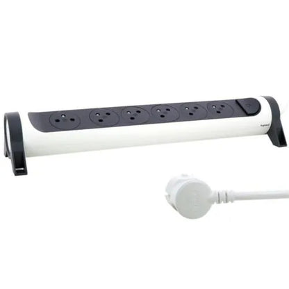 Rallonge multiprise avec bloc rotatif de 6 prises 2P+T Surface , interrupteur et cordon longueur 3m - SQES