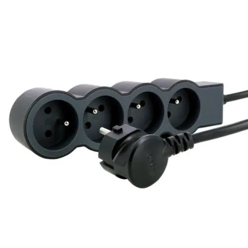 Rallonge multiprise extra-plate équipée de 4 prises 2P+T 16A 3680W avec cordon longueur 1,5m - SQES