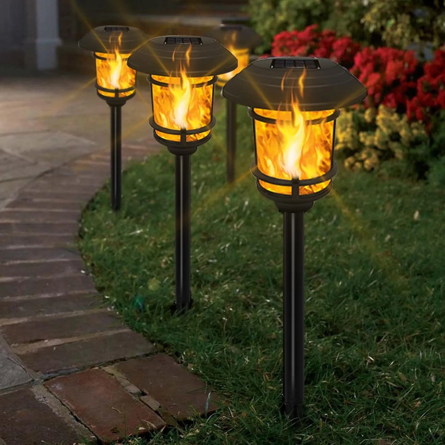 Lanternes de jardin - Lampes à flamme solaire pour jardin - LED - Torche - SQES