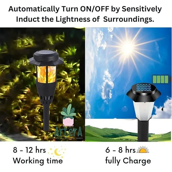 Lanternes de jardin - Lampes à flamme solaire pour jardin - LED - Torche - SQES