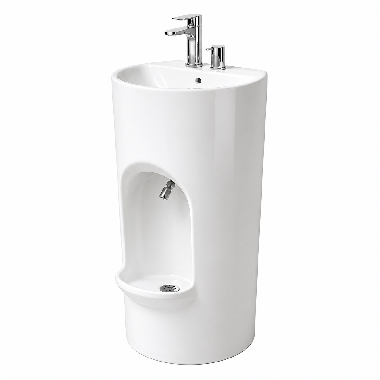Lavabo bidet 2 en 1 en céramique blanche SQES Tunisie, sanitaire moderne pour salle de bain, bricolage et quincaillerie de qualité à prix pas cher.