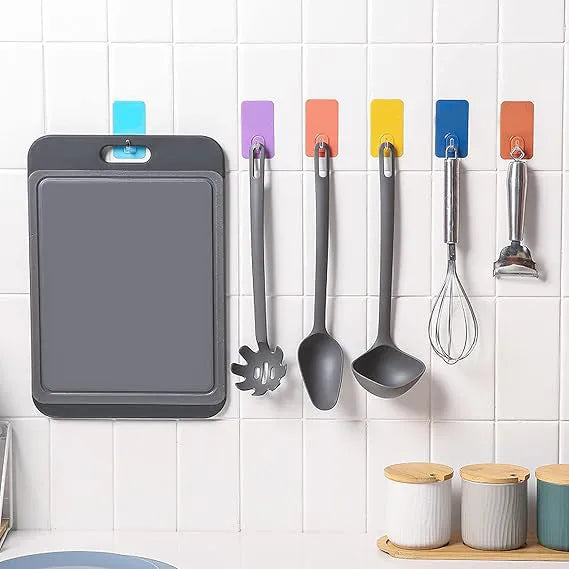 Lot de 10 Crochet adhésifs - Porte outils Mural - Multi couleur - SQES