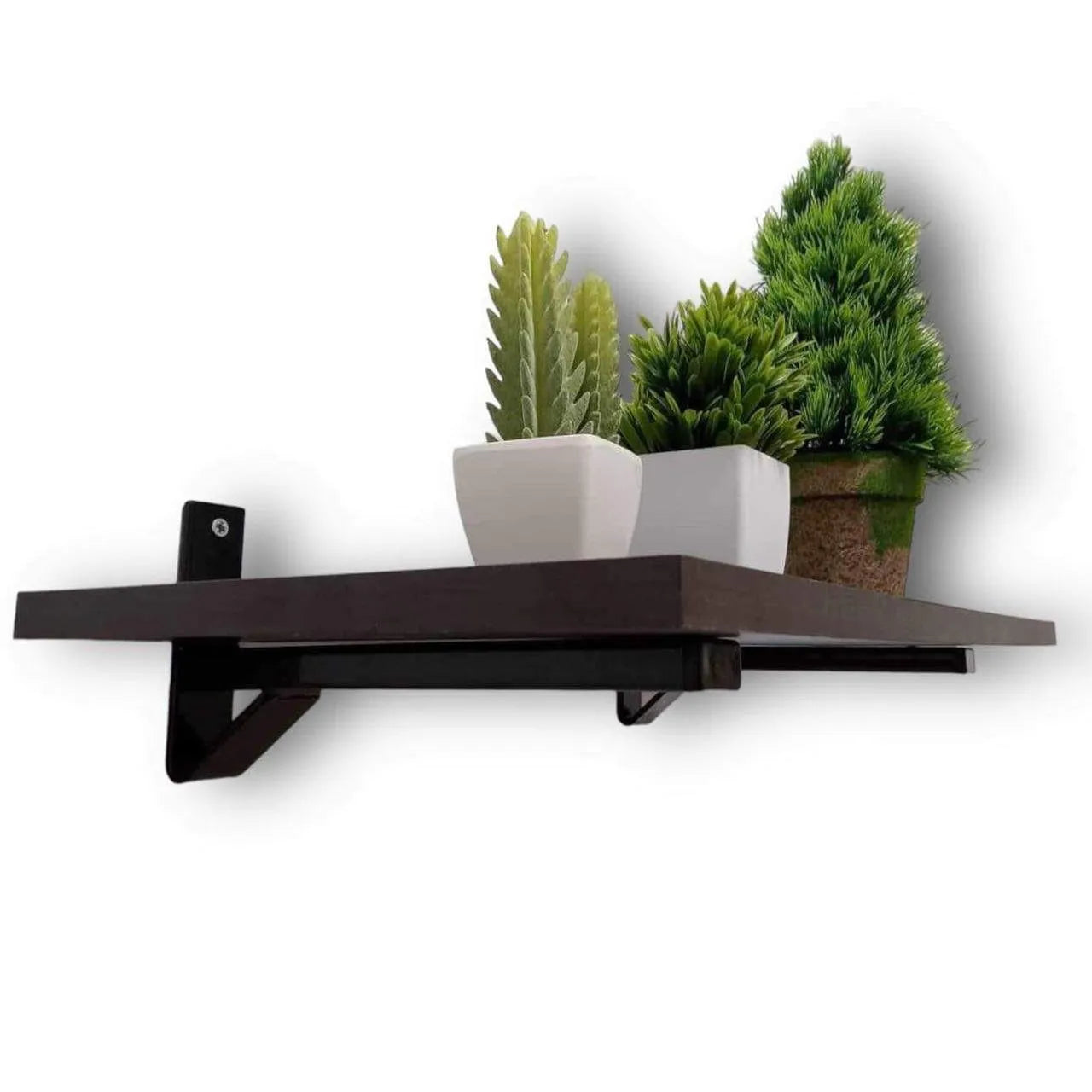 Lot de 2 Supports d'étagère robustes, Equerres muraux en tube métallique Noir - SQES