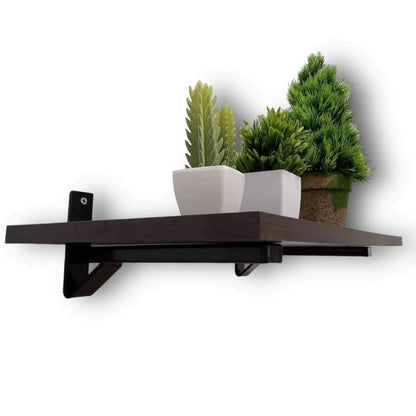 Lot de 2 Supports d'étagère robustes, Equerres muraux en tube métallique Noir - SQES