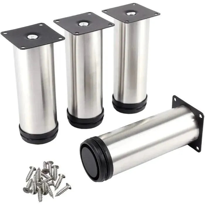 Lot de 4 Sabots de meuble - Pieds Armoire réglable - 10cm inoxydable - SQES