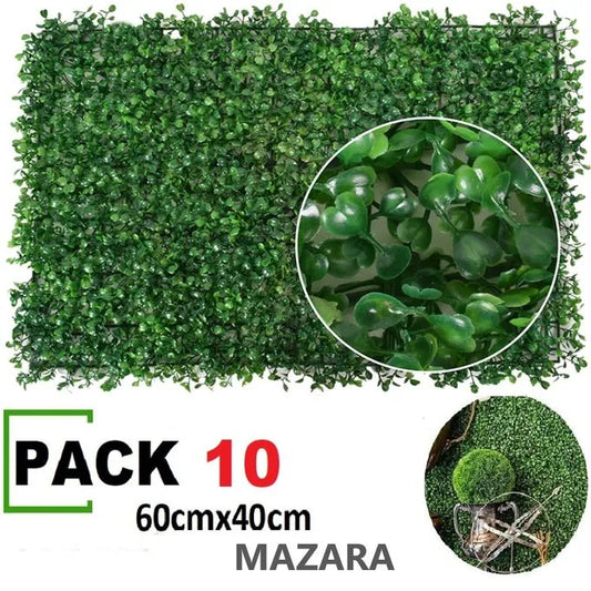 Lot de 10 Panneaux décoratif 3D MAZARA - Mur végétal artificiel - 60*40cm - SQES