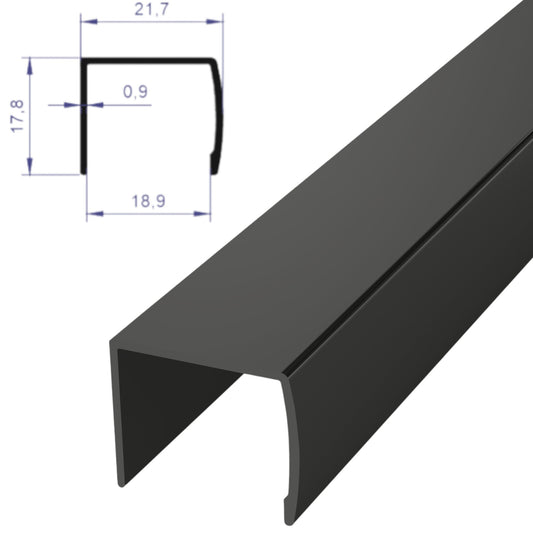Profilé en U 2.5m Noir Mat pour Dressing et Armoire