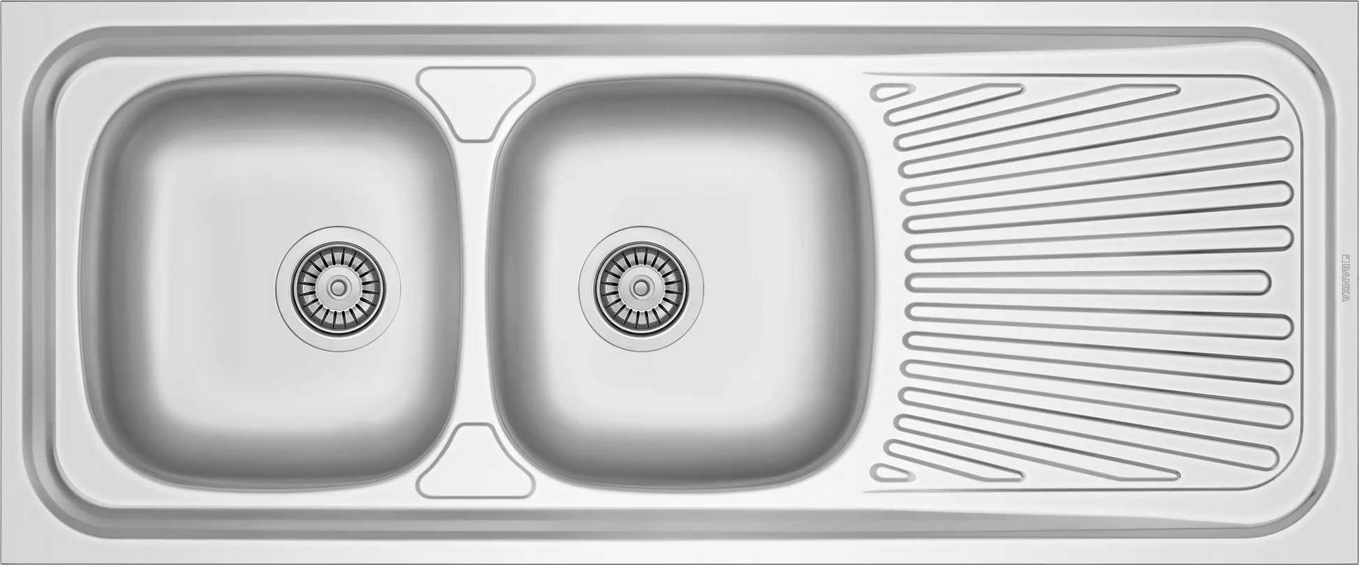 Évier Inox Apparent - 120x60 cm & 140x60 cm - 2 Cuves + Égouttoir | Banka Sinks - SQES