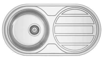 Evier Inox 85x45 cm - 1 Cuve Ronde + Égouttoir Encastrable | Banka Sinks - SQES