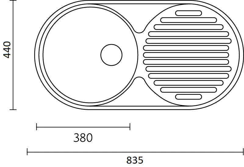 Evier Inox 85x45 cm - 1 Cuve Ronde + Égouttoir Encastrable | Banka Sinks - SQES