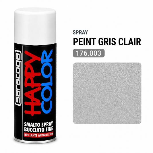 Spray Saratoga Happy Color Bucciato Gris Clair 176.003 400ml effet texturé brillant antireflet pour bois, métal et objets décoratifs – SQES Ariana Menzah 8 Tunisie
