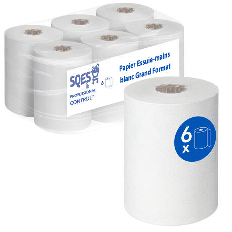 Papier Essuie-mains blanc Grand Format M70 – Lot de 6 Rouleaux - SQES