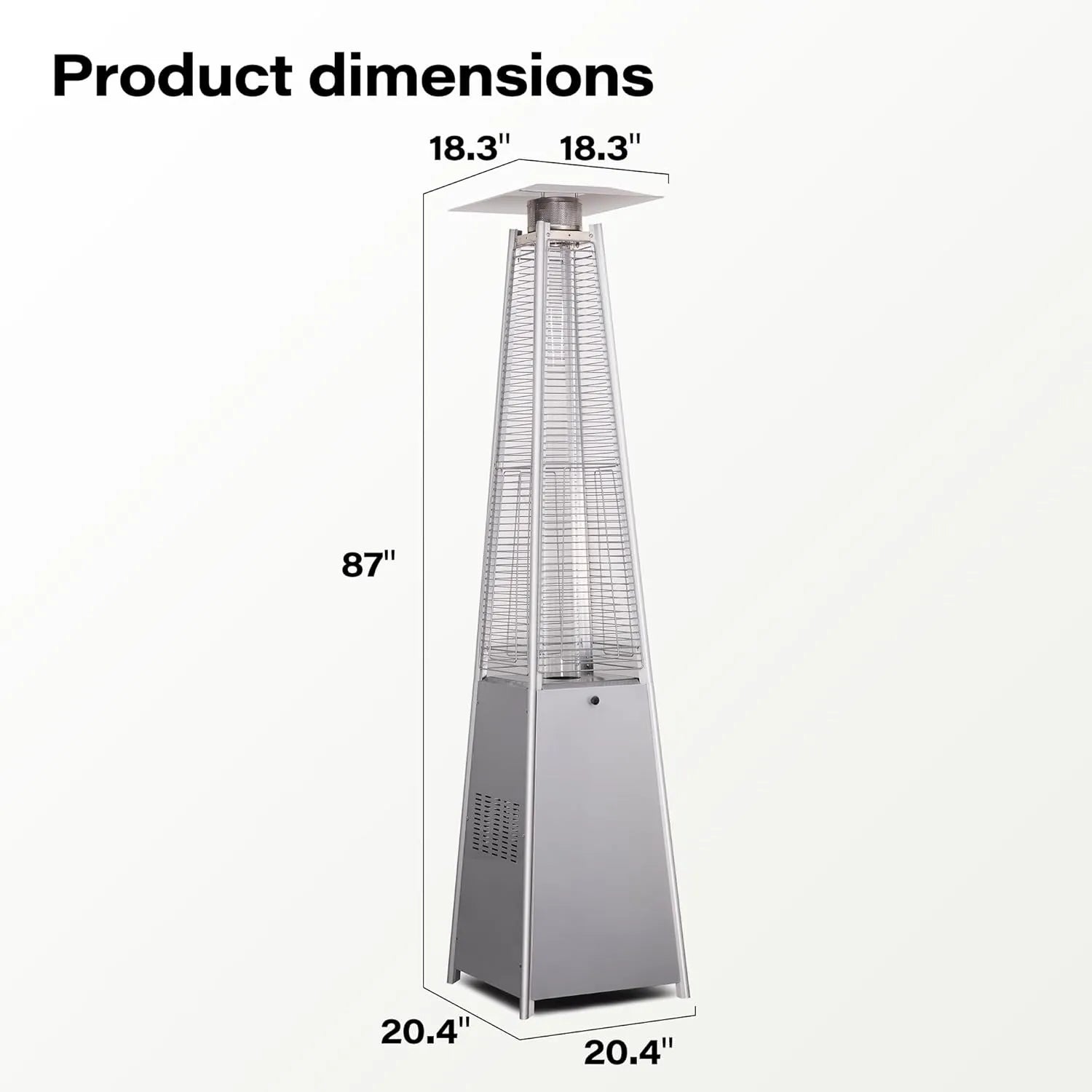 Parasol Chauffant au gaz, Chauffage De Terrasse PATIO Pyramide En Acier Inoxydable H: 213cm - SQES