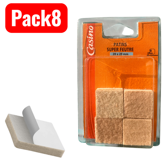 Patin feutre adhésif carré 28x28mm beige pack 8pcs antidérapant SQES
