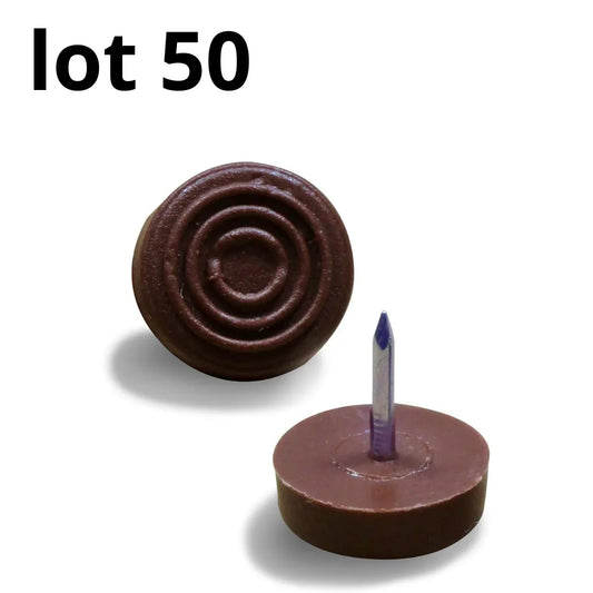 Patin glisseur à clouer diam 20 mm plastique - 50pcs Marron - SQES