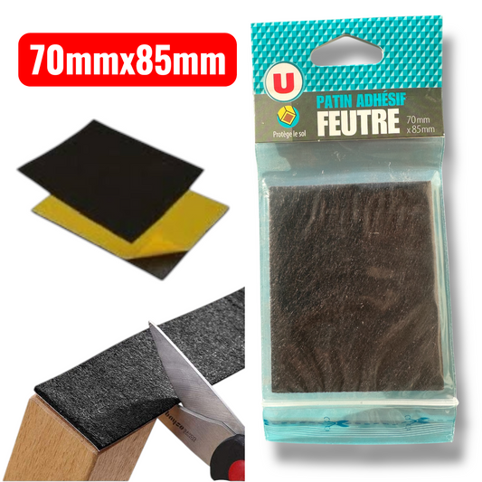 Patin feutre adhésif rectangulaire 70x85mm marron à découper antidérapant SQES