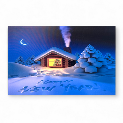 Lot de 3 Tableaux Décoratifs Hiver Féerique - Mickey Minnie Chalet Enneigé