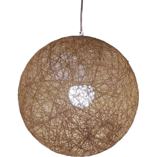 Plafonnier en Rotin Naturel MARRON - Lustre rond en Forme de globe Ø28 - SQES
